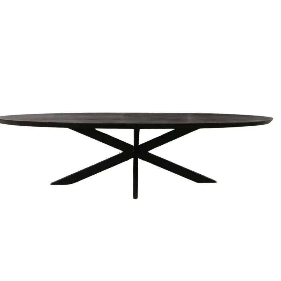 Eettafel Zwart Hout/Metaal - 240x110x76cm - Brandy