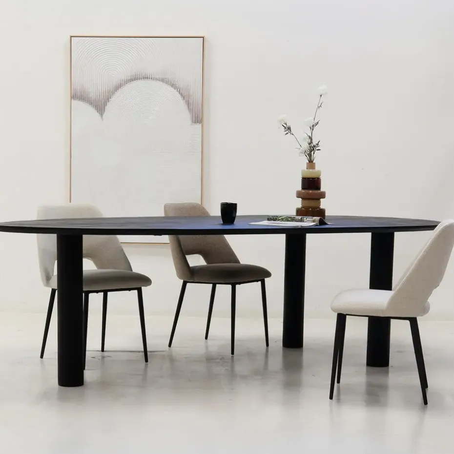 Eettafel Zwart Mangohout - 210x120x76cm - 6-8 Personen - Hana