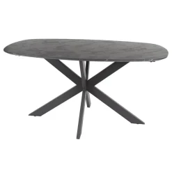 Eettafel Zwart Marmerlook - 150x90x76cm - Deens Ovaal