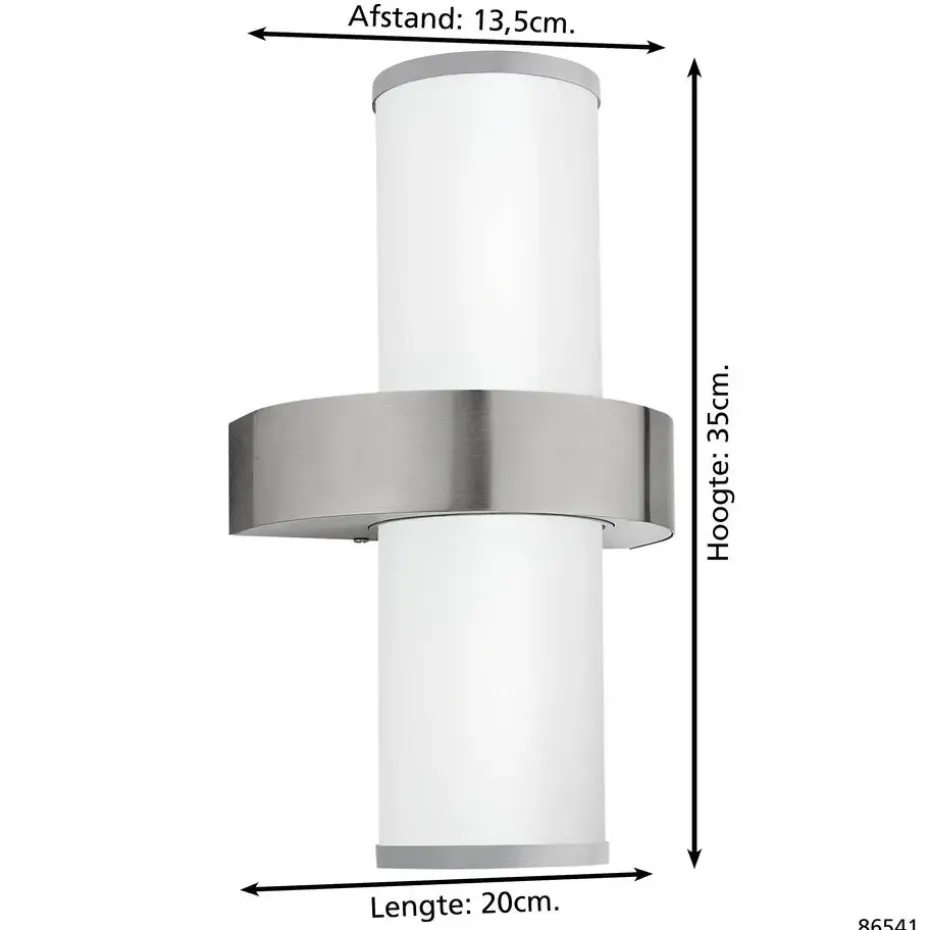 EGLO Beverly Wandlamp - E27 - 35 cm - Zilver/Wit
