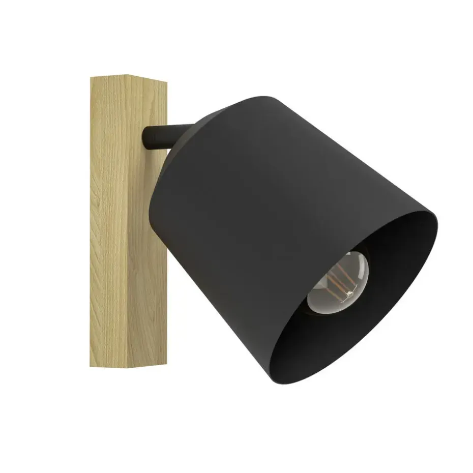 EGLO Cotorro Wandlamp - E27 - 14.5 cm - Zwart/Bruin