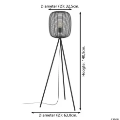EGLO Derwen Vloerlamp - E27 - Metaal - Zwart