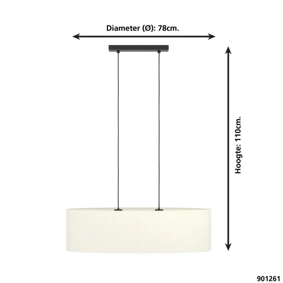EGLO Febres Hanglamp - E27 - teddy stof - Zwart/Wit