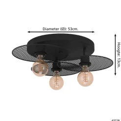 EGLO Ikeston Plafondlamp - E27 - Ø 53 cm - Zwart - Staal