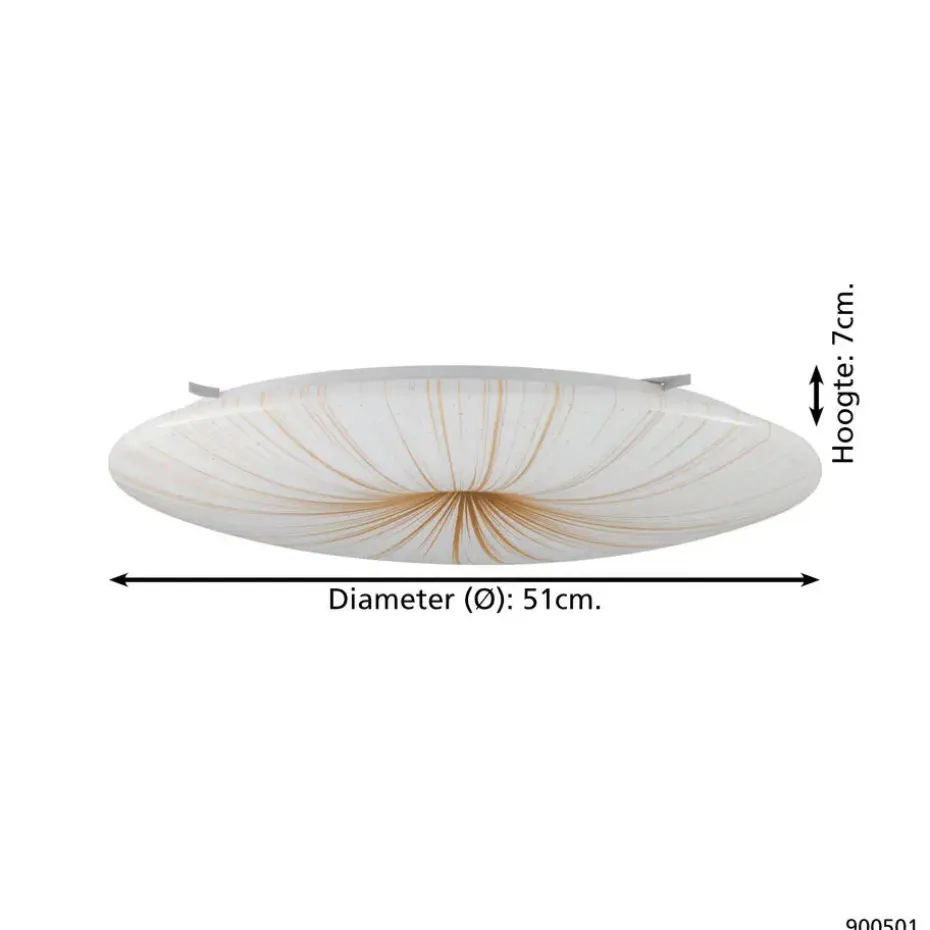EGLO Nieves 1 Plafond- en Wandlamp - LED - Ø 51 cm - Wit/Goud