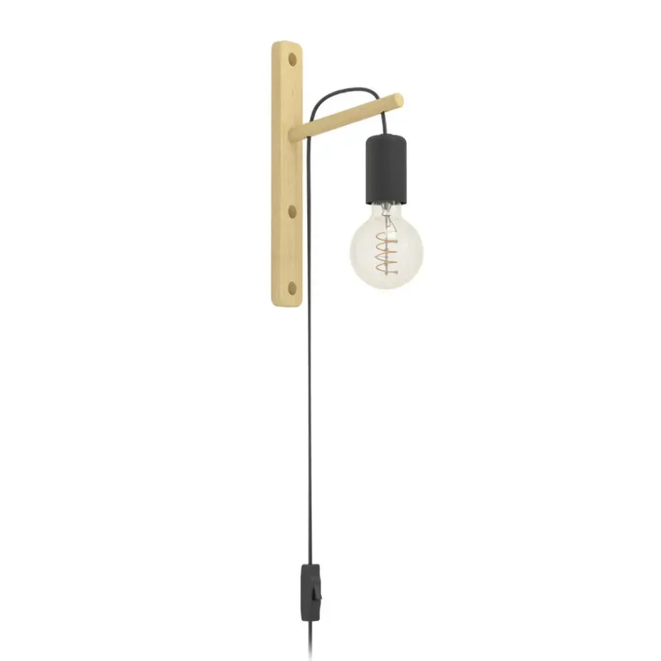 EGLO Pockley Wandlamp - E27 - 29,5 cm - Bruin/Zwart