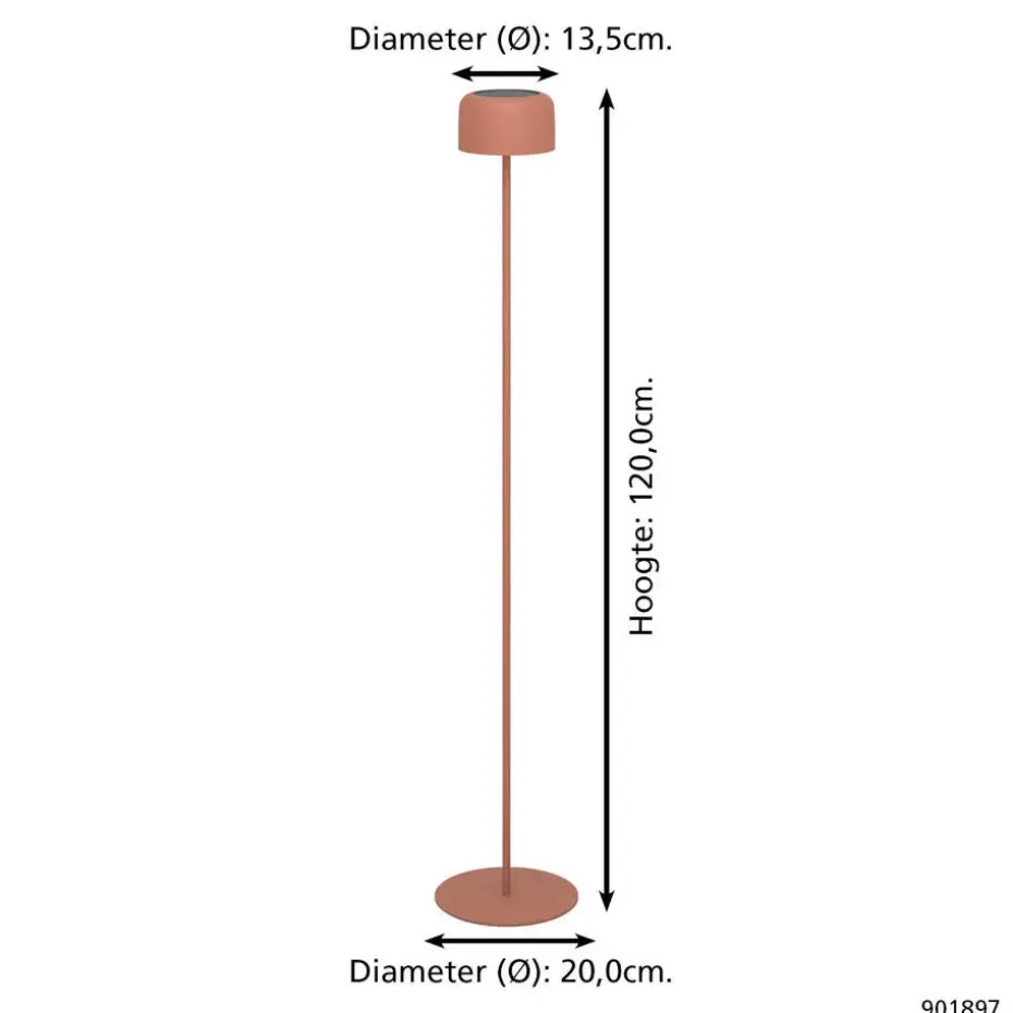 EGLO Roccanova-L Vloerlamp - Solar - 120 cm - Oranje - Oplaadbaar