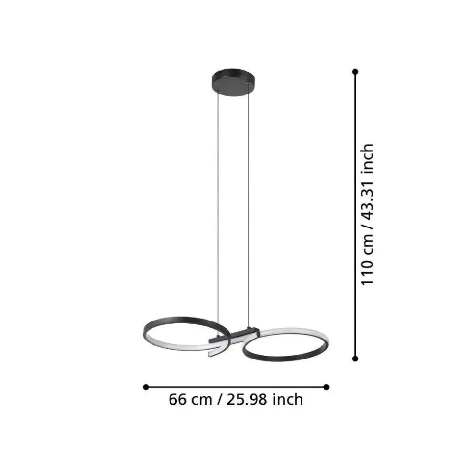 EGLO Serpins Hanglamp - LED - 66 cm - Zwart/Wit