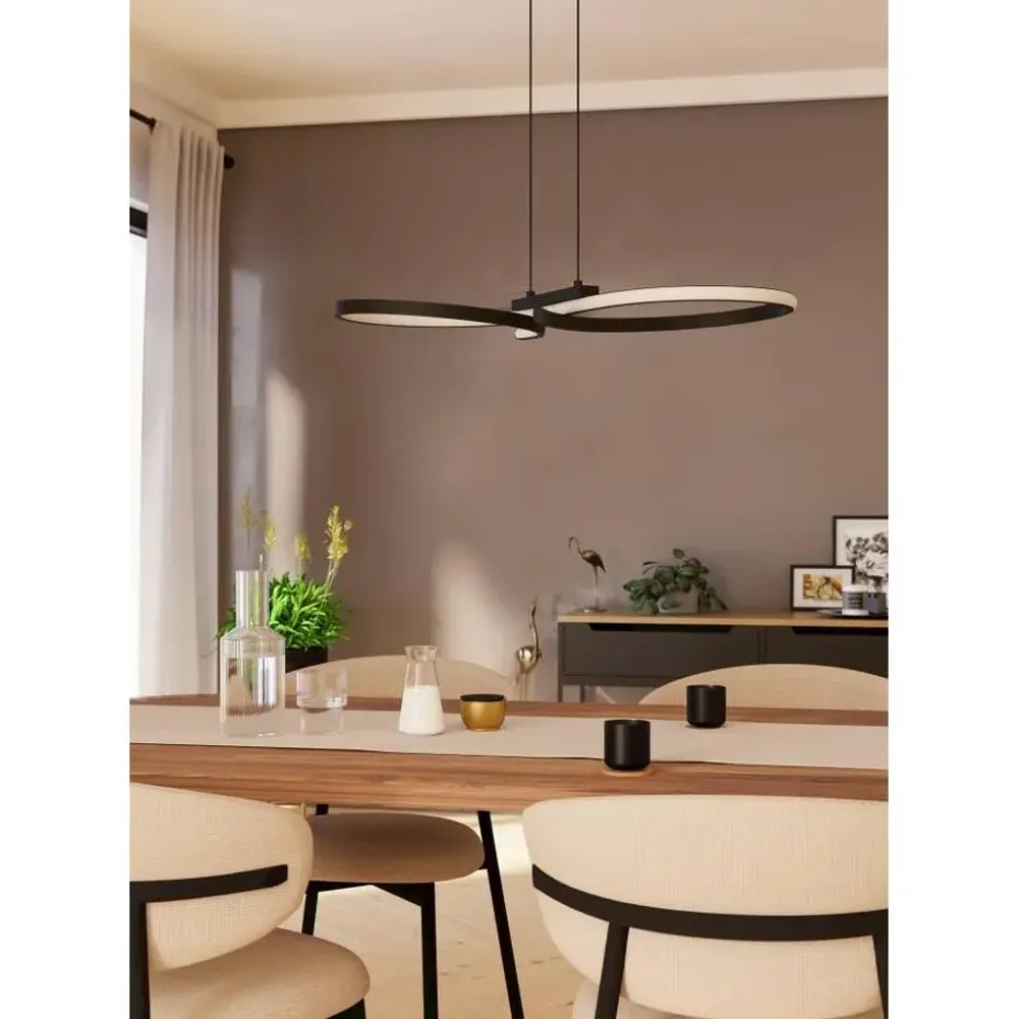 EGLO Serpins Hanglamp - LED - 66 cm - Zwart/Wit