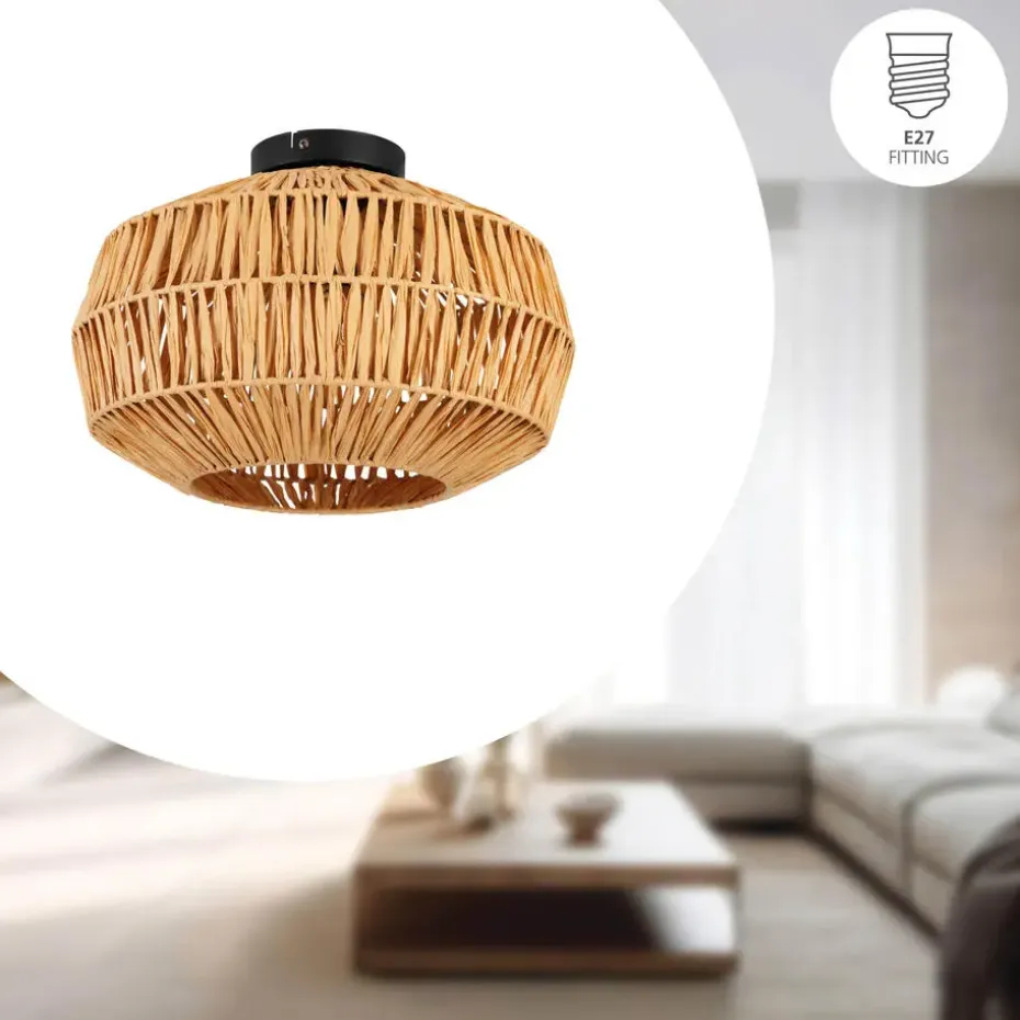 EGLO Sheldon Plafondlamp - E27 - Ø 38 cm - Bruin/Zwart - Papier