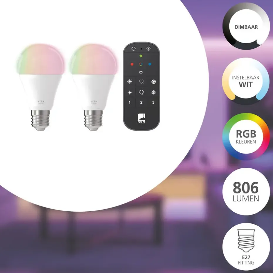 EGLO starter-z Starterspakket - 2x E27 RGB LED lampen - Afstandsbediening