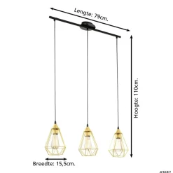 EGLO Tarbes Hanglamp - E27 - 79,5 cm - Goud