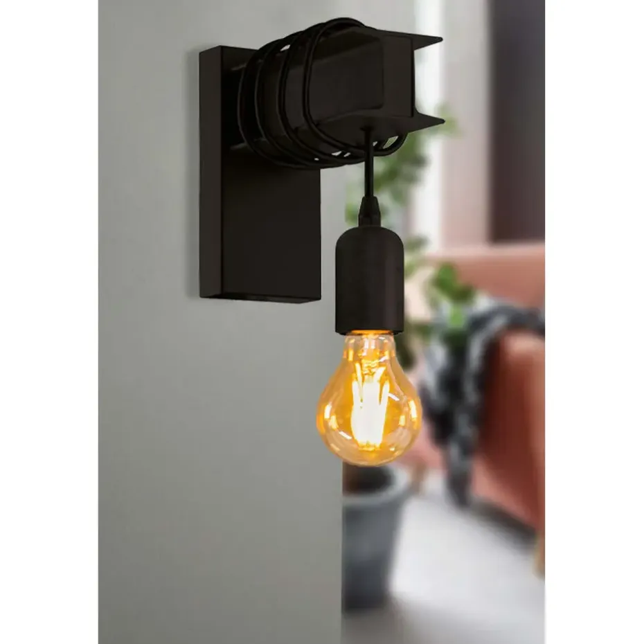 EGLO Townshend 6 Wandlamp - E27 - 19 cm - Zwart