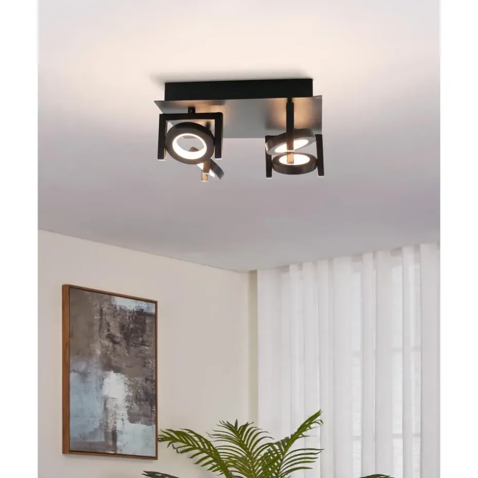 EGLO Trastanello Opbouwspot - LED - 4 lichts - Zwart