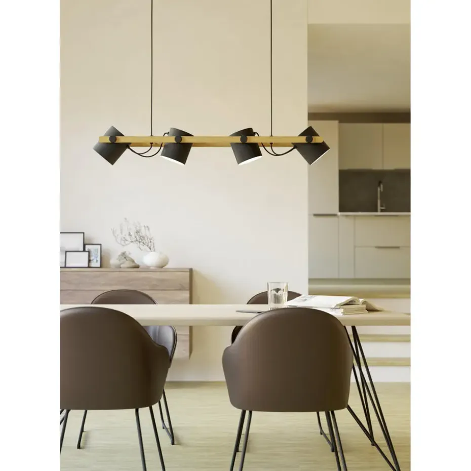 EGLOHornwoodHanglamp-E27-110cm-Zwart/Crème/Bruin