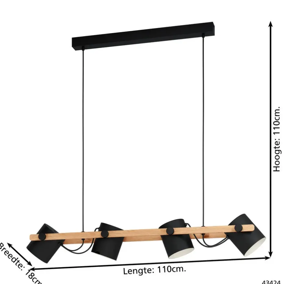 EGLOHornwoodHanglamp-E27-110cm-Zwart/Crème/Bruin