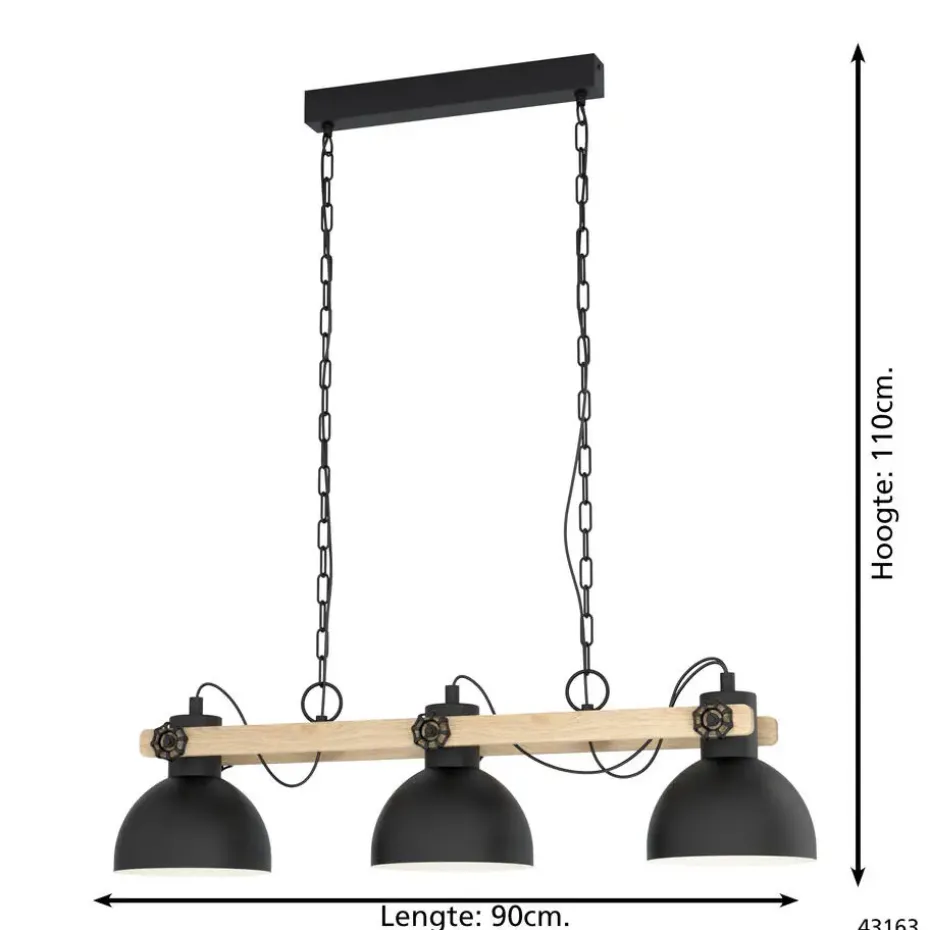 EGLOLubenhamHanglamp-E27-90cm-Zwart/Bruin