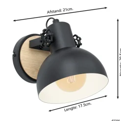 EGLOLubenhamWandlamp-1lichts-E27-Zwart,Bruin
