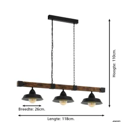 EGLOOldburyHanglamp-3-Lichts-E27zwart/bruin