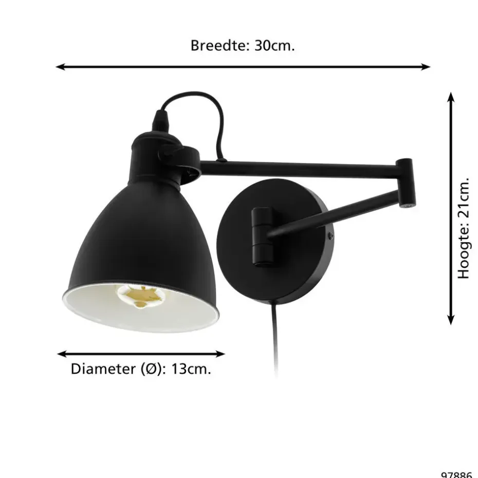 EGLOSanPeriWandlamp-E27-30cm-Zwart