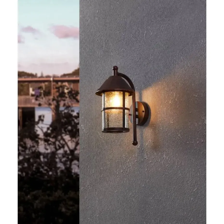 EGLOSanTelmo-Buitenverlichting-Wandlamp-Antiek-Bruin-Helder