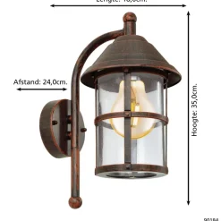 EGLOSanTelmo-Buitenverlichting-Wandlamp-Antiek-Bruin-Helder