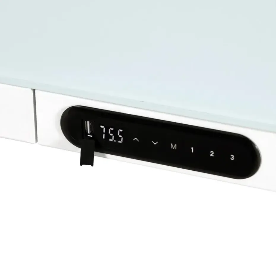 Elektrisch verstelbaar bureau / thuiswerkplek - 120x60 cm - Glas wit
