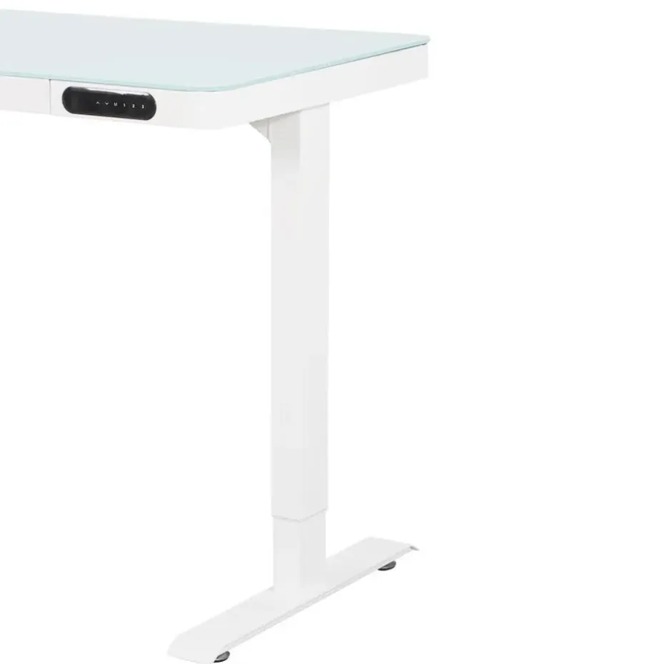 Elektrisch verstelbaar bureau / thuiswerkplek - 120x60 cm - Glas wit