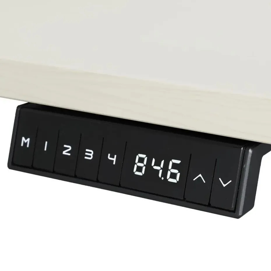 Elektrisch verstelbaar bureau - 140x80 cm - Single motor - Wit / Licht eiken