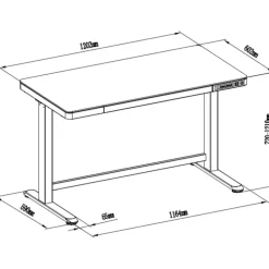 Elektrisch verstelbaar bureau / thuiswerkplek - 120x60 cm - Whitewash eiken - Z
