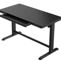 Elektrisch verstelbaar bureau / thuiswerkplek - 120x60 cm - Glas zwart