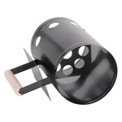 Elite BBQ briketten/houtskool starter - metaal - houten handvat - 27 cm