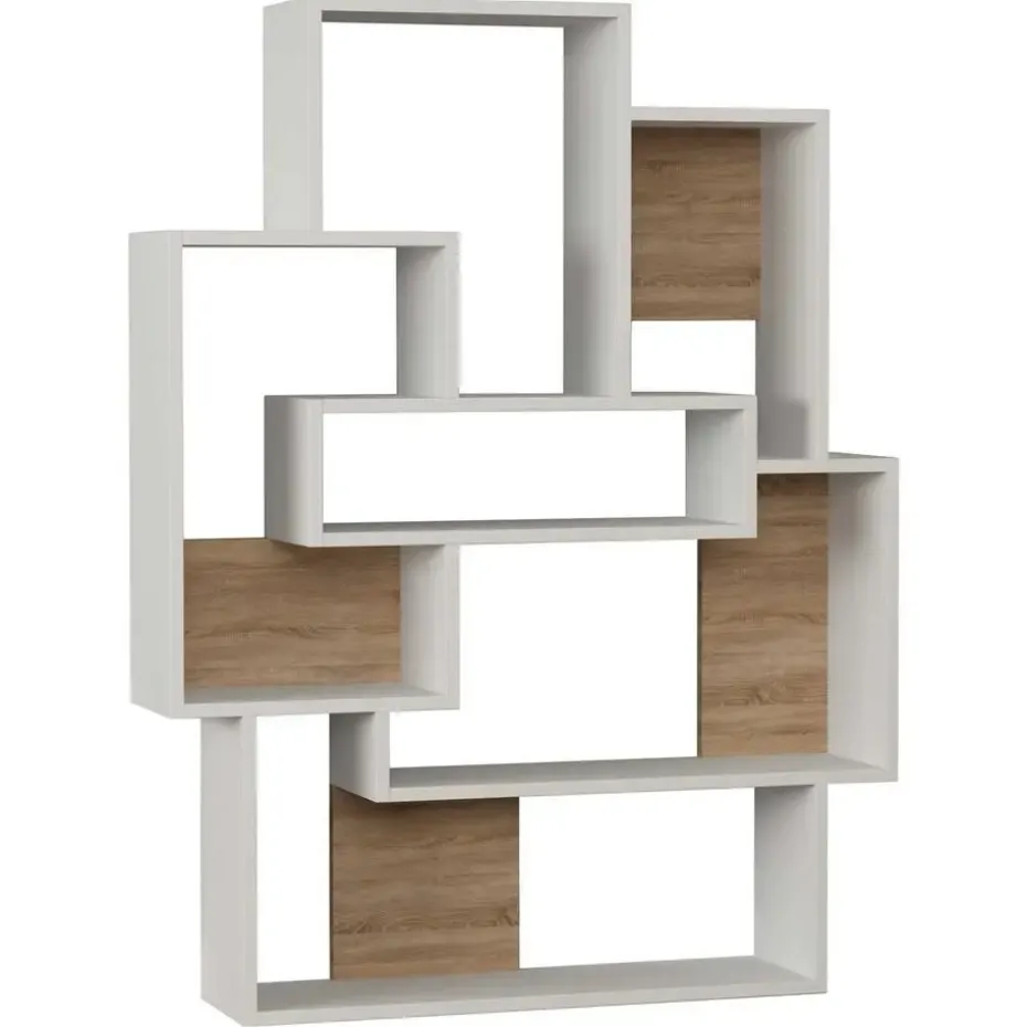 Emob Boekenplank Woody Fashion - 101 x 22 x 132 cm - Eiken-wit-design
