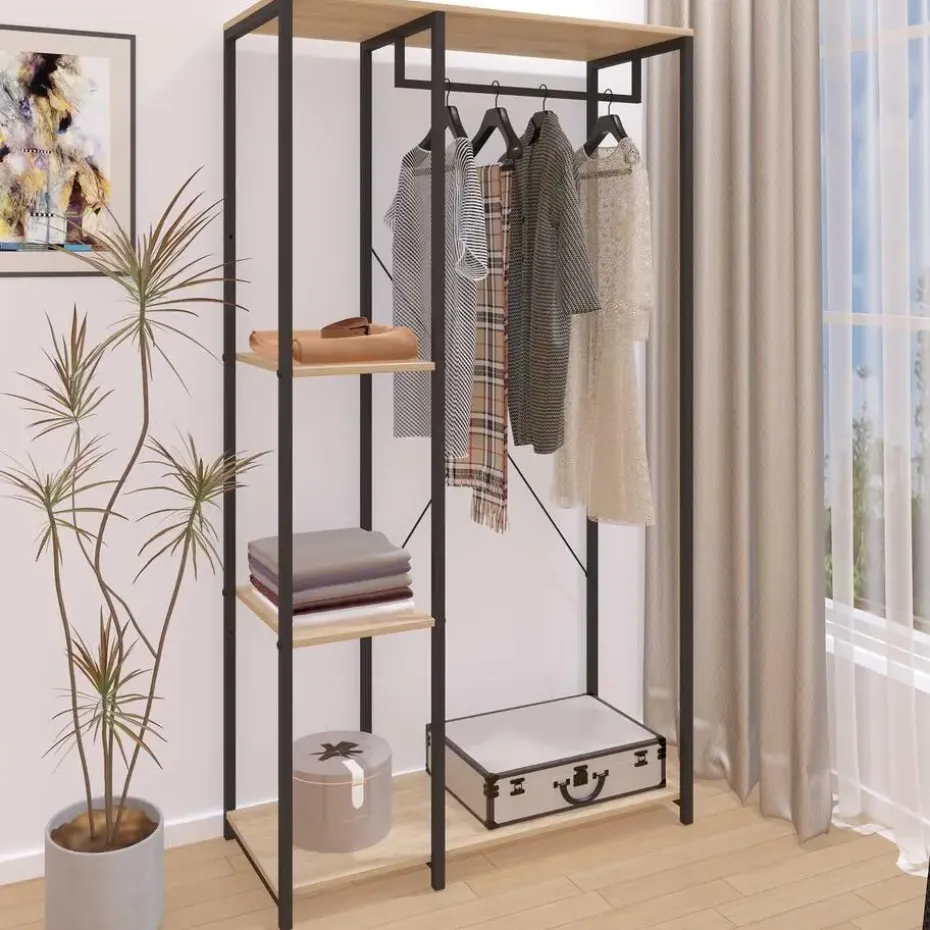 Emob Design Kledingrek Alizee - 90x40x167cm - met kledingroede & 2 legplanken