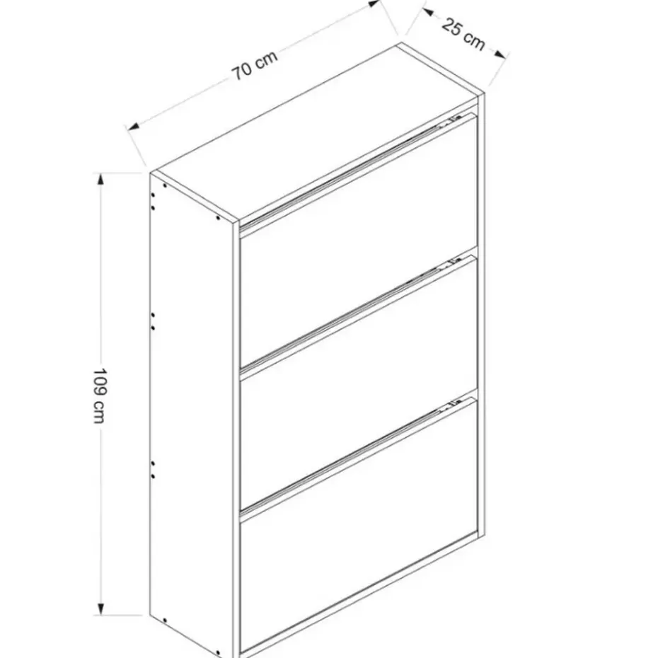Emob Woody Fashion Schoenenkast - 18mm Dik, 70x109x25cm - Wit