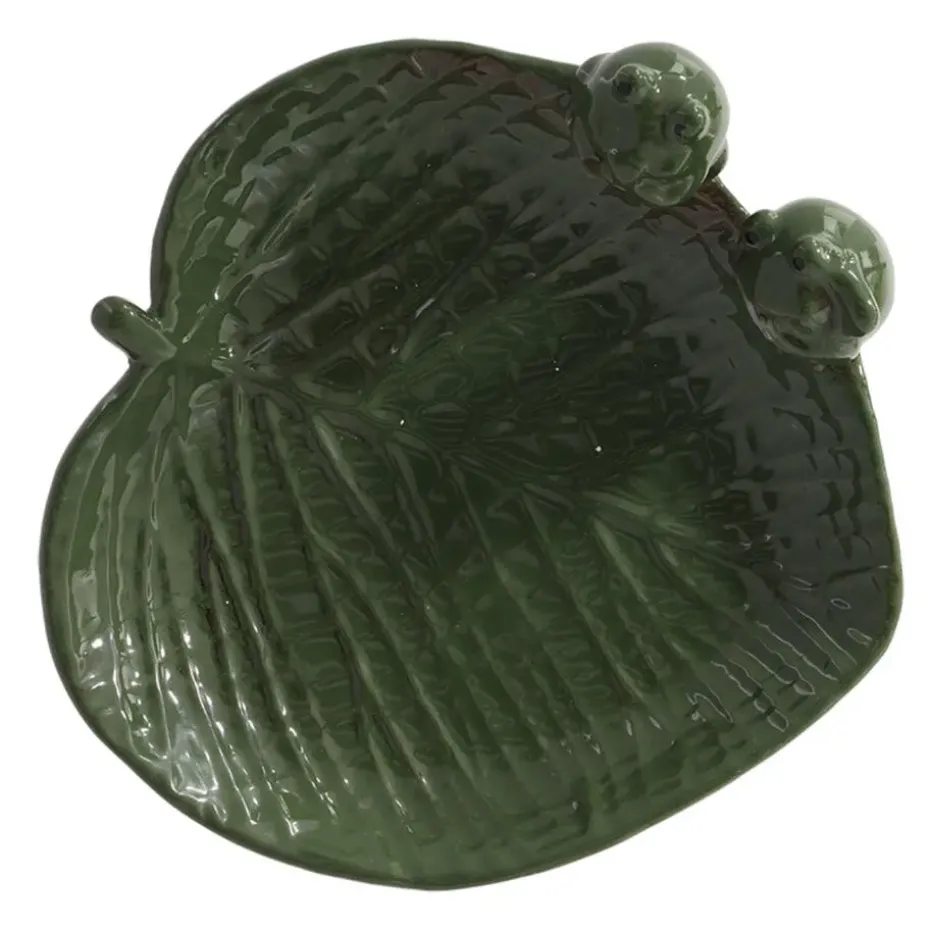 Esschert Design Vogelbad/voederschaal - blad - steen - ca. D23 cm