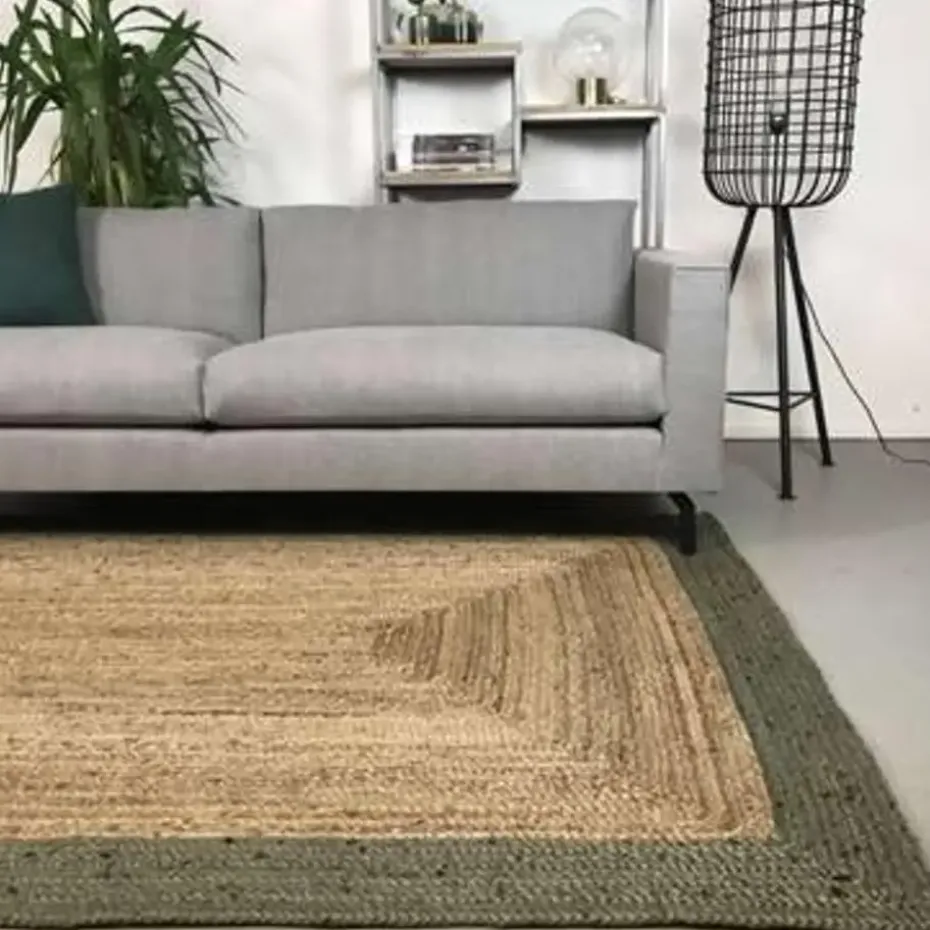 Eva Interieur Vloerkleed Jute - Naturel/Groen - 160x230