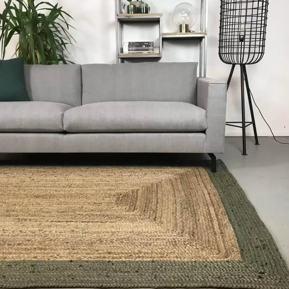 Eva Interieur Vloerkleed Jute - Naturel/Groen - 160x230