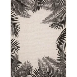 Eva Interior Buitenkleed Zwart Leaf - 200 x 200 cm