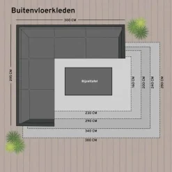 Eva Interior Buitenkleed Zwart Leaf - 200 x 200 cm