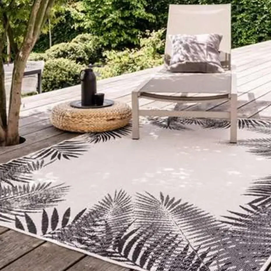 Eva Interior Buitenkleed - Leaf - Zwart - 160x230 cm