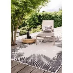 Eva Interior Buitenkleed - Leaf - Zwart - 160x230 cm