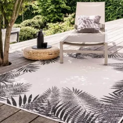 Eva Interior Buitenkleed - Leaf - Zwart - 160x230 cm