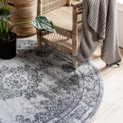 EVA Interior rond vintage Vloerkleed Bloom Grijs - 100 x 100 cm