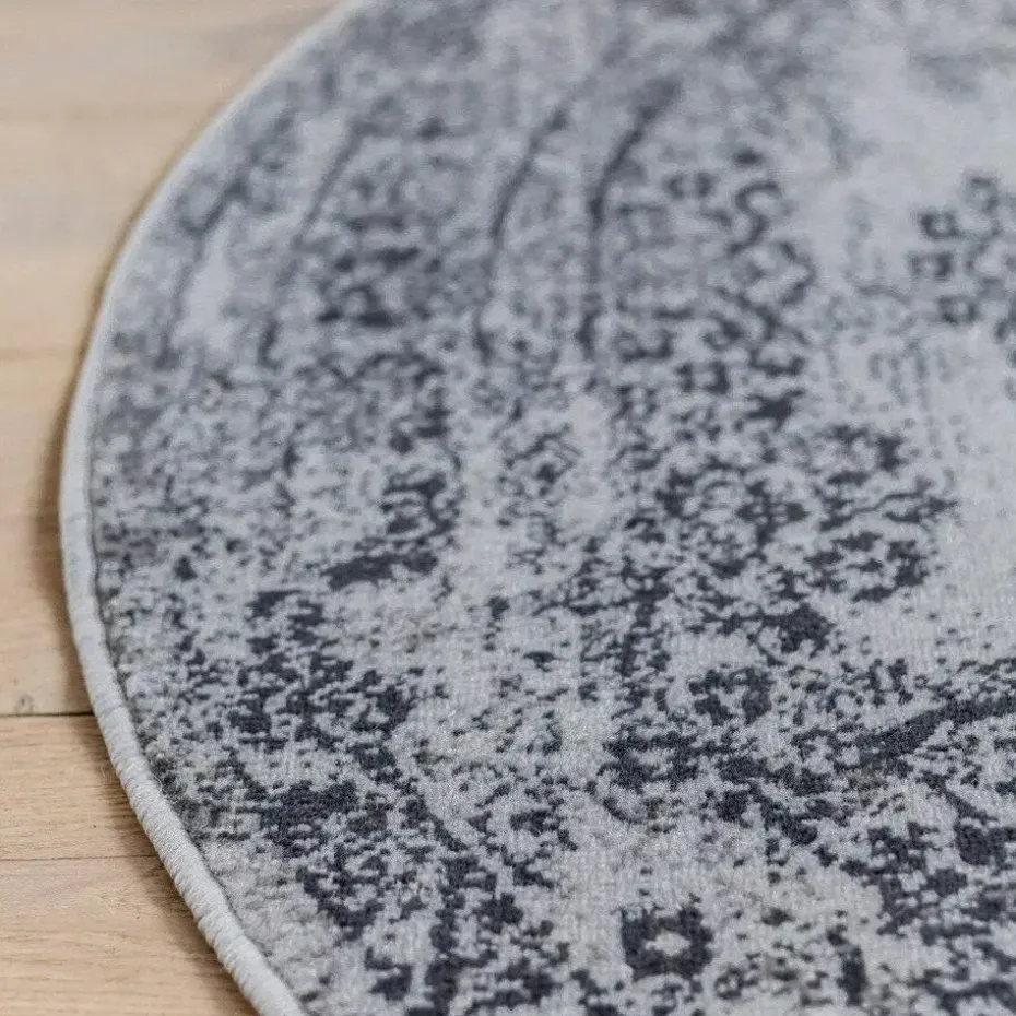 EVA Interior rond vintage Vloerkleed Bloom Grijs - 100 x 100 cm