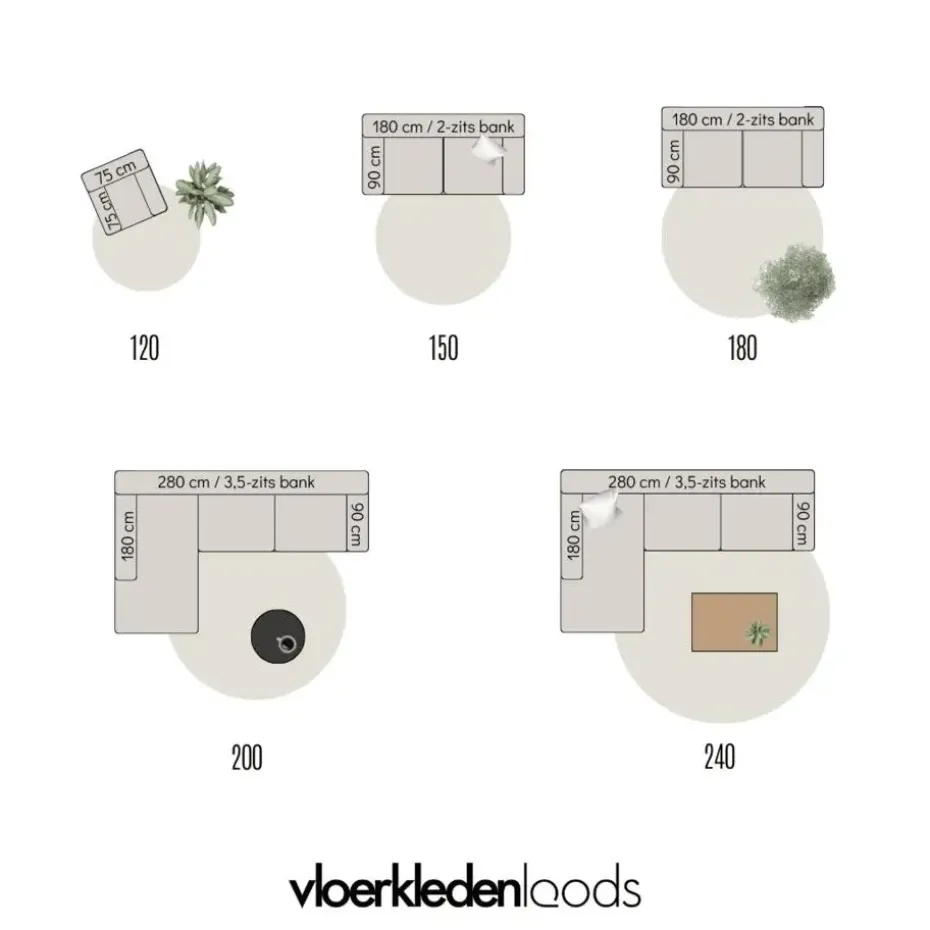 EVA Interior rond vintage Vloerkleed Bloom Grijs - 100 x 100 cm