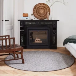 Eva interior Rond vloerkleed wol Antraciet - Cobble Stone - 180 x 180 cm