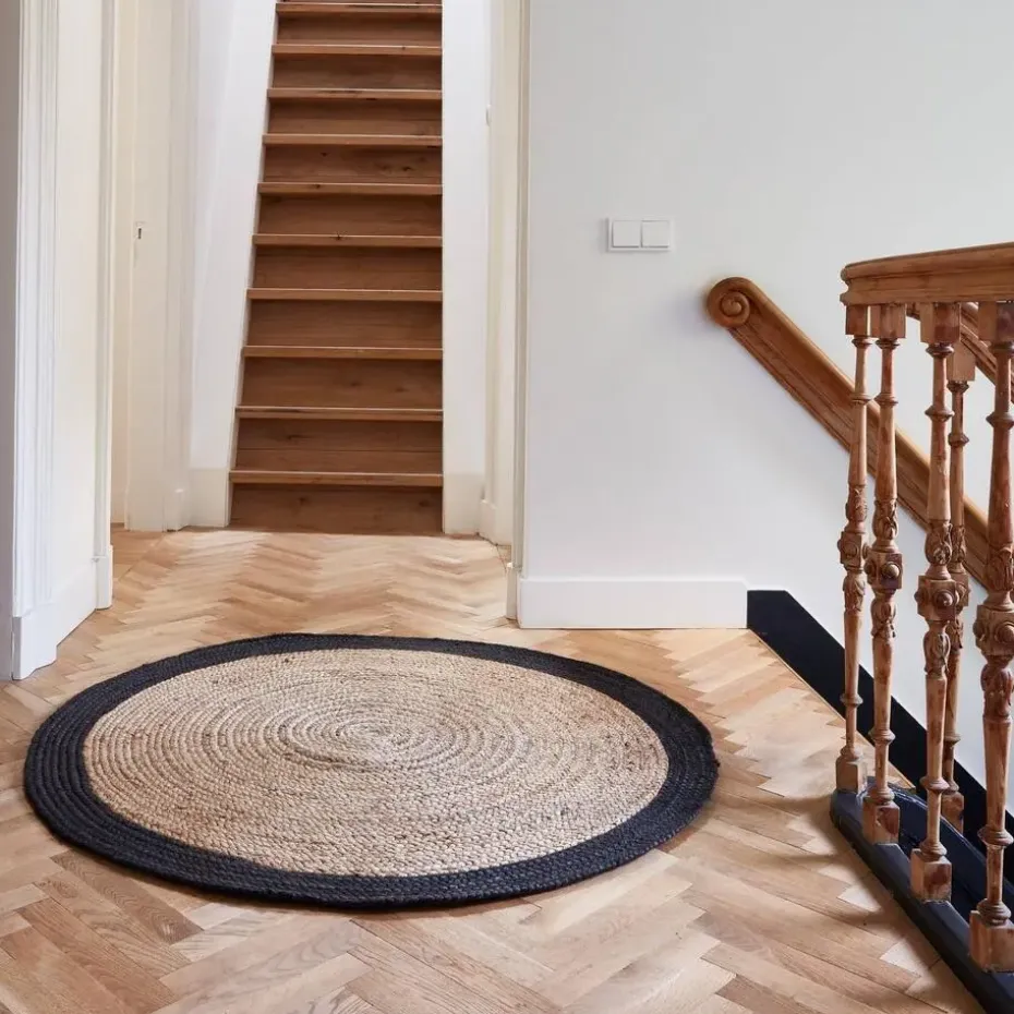 EVA Interior Vloerkleed Jute Rond - Naturel/Antraciet - 120 Ø