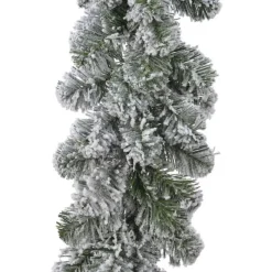 Everlands Dennenslinger - groen -met sneeuw - 270 cm -20 cm breed