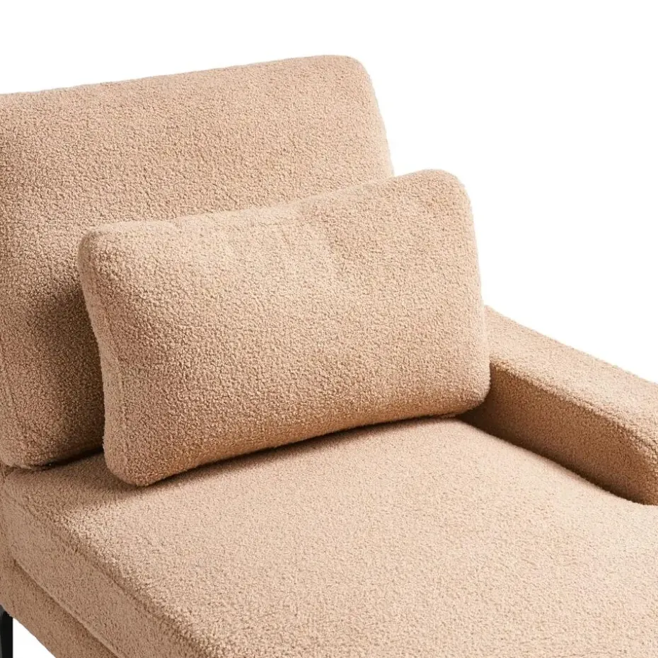 EWRON - Chaise longue - Zandbeige - Linkszijdig - Bouclé